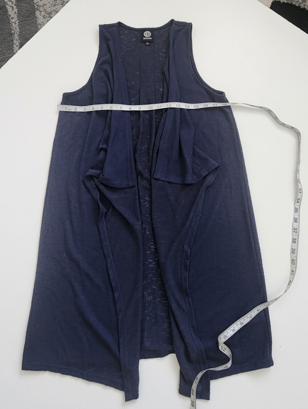 Bobeau Navy Blue Open Front Draped Tank Vest Cardigan Size M